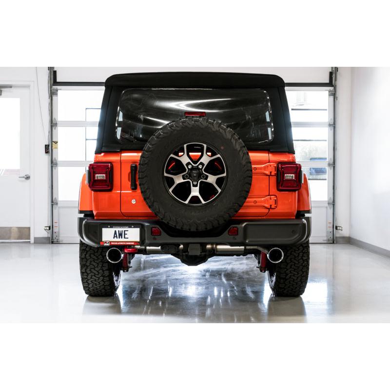 AWE Tuning 2018+ Jeep Wrangler JL/JLU Tread Edition Axle-Back Dual Exhaust - Chrome Silver Tips-SR1 Performance