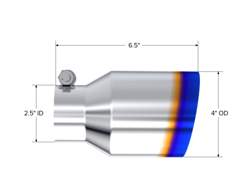 MBRP Burnt End Tip 2.5 ID 4 ID Out 6.5 length Single Wall Angle Cut 304 Stainless Steel-SR1 Performance