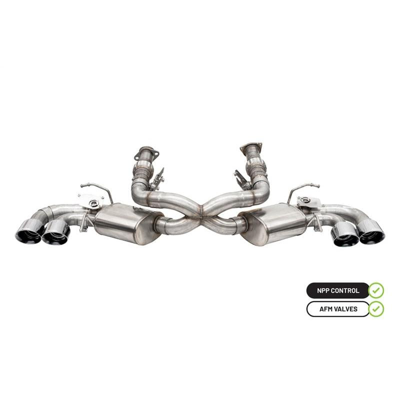 Corsa 2020-24 Corvette C8 3in Valved Cat-Back 4.5in Pol Quad Tips - Fits Factory Perf Exhaust w/ AFM-SR1 Performance
