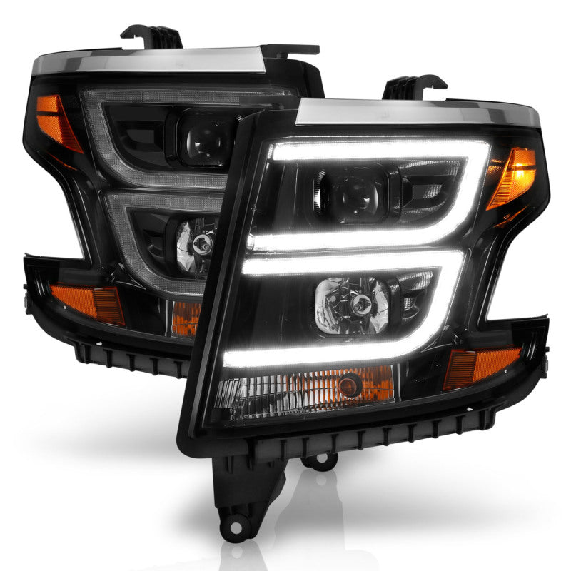 ANZO 2015-2020 Chevy Tahoe Projector Headlights Plank Style Black w/DRL-SR1 Performance