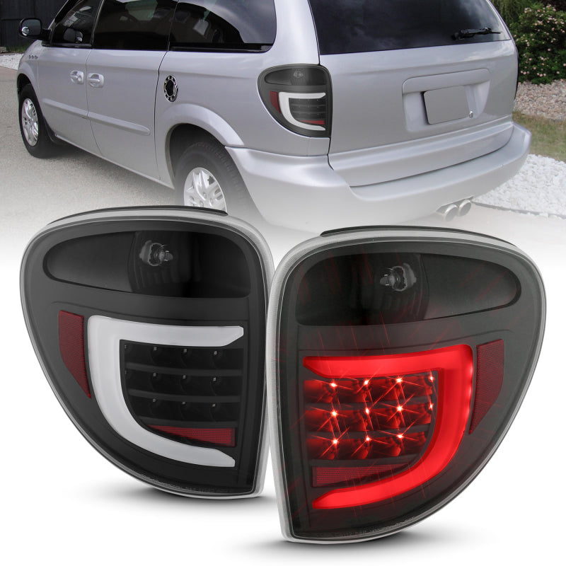 ANZO 2004-2007 Dodge Grand Caravan LED Tail Lights w/ Light Bar Black Housing Clear Lens-SR1 Performance