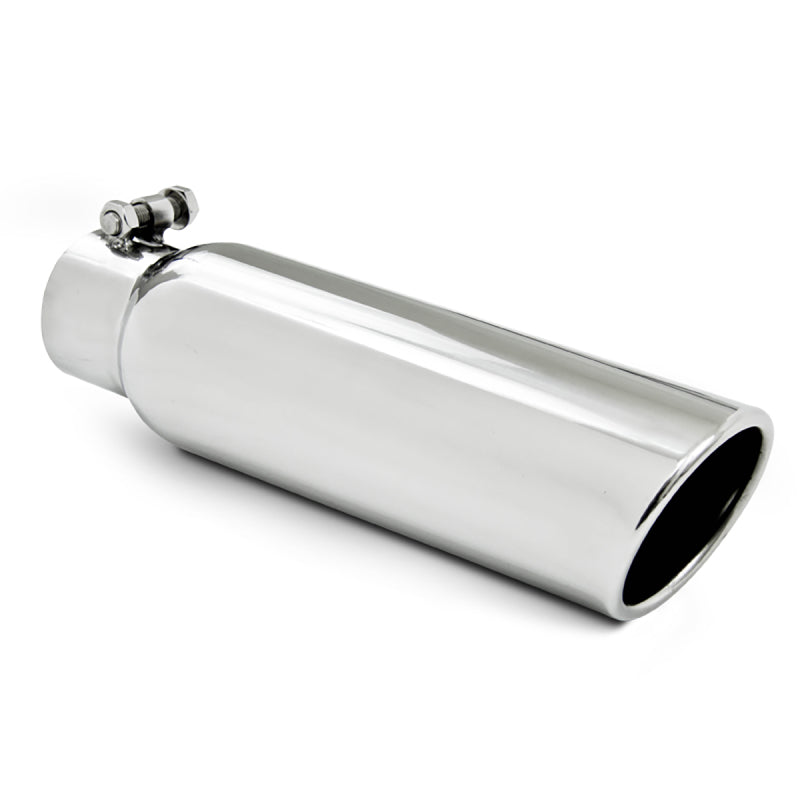 MBRP Universal Tip 3.5in OD 2.5in Inlet 12in L Angled Cut Rolled End Clampless No-Weld T304-SR1 Performance