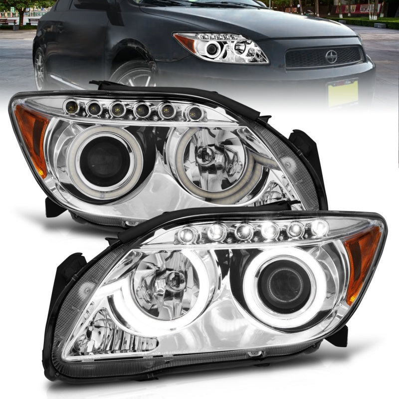 ANZO 2005-2010 Scion Tc Projector Headlights w/ Halo Chrome (CCFL)-SR1 Performance