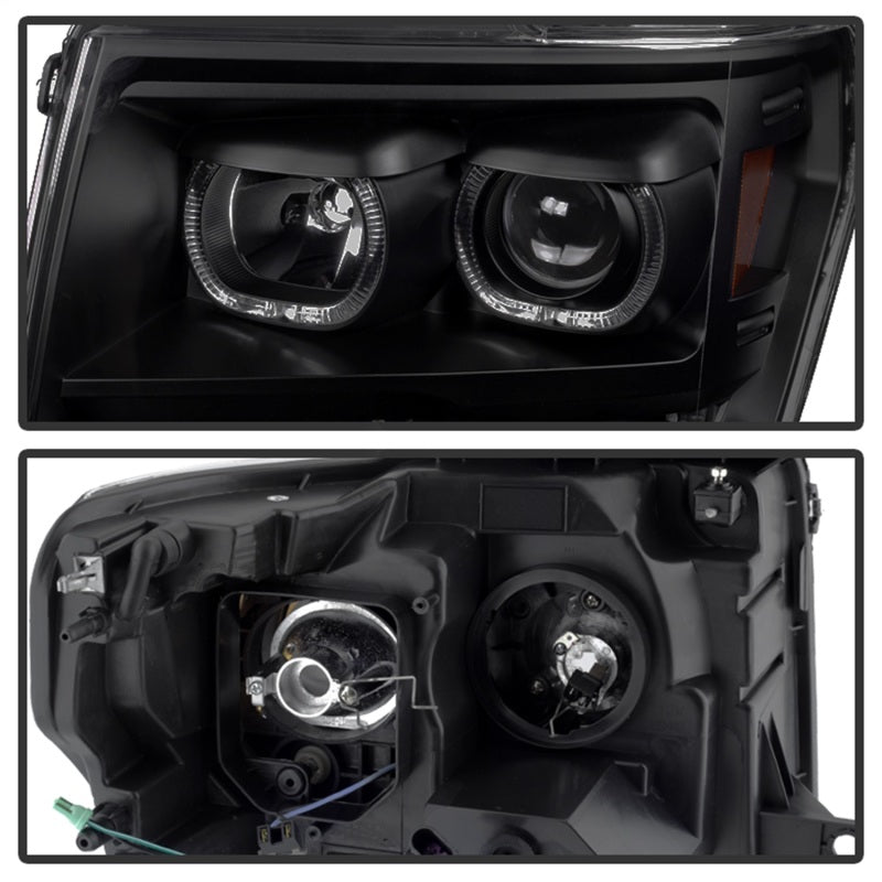 Xtune Ford F150 09-14 Projector Headlights Halogen Model Only LED Halo Black PRO-JH-FF15009-CFB-BK-SR1 Performance