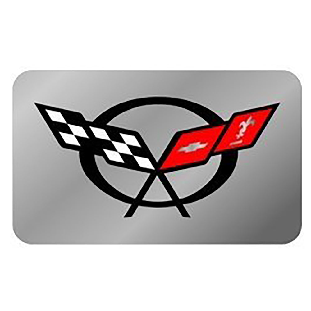 C5 Corvette Exhaust Enhancer Plate - Stainless Steel with Crossed Flags-SR1 Performance