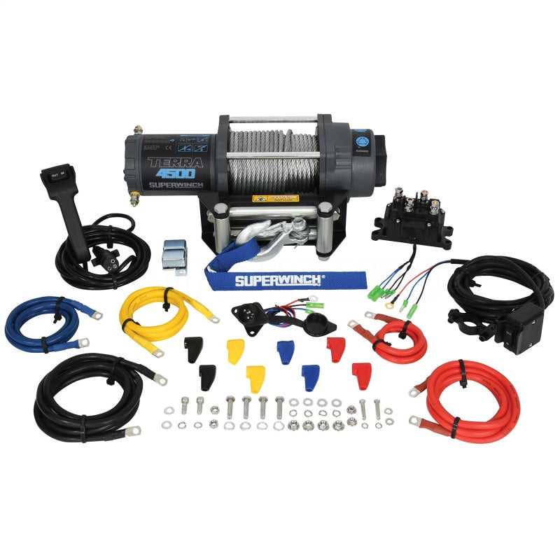 Superwinch 4500 LBS 12V DC 15/64in x 50ft Steel Rope Terra 4500 Winch - Gray Wrinkle-SR1 Performance