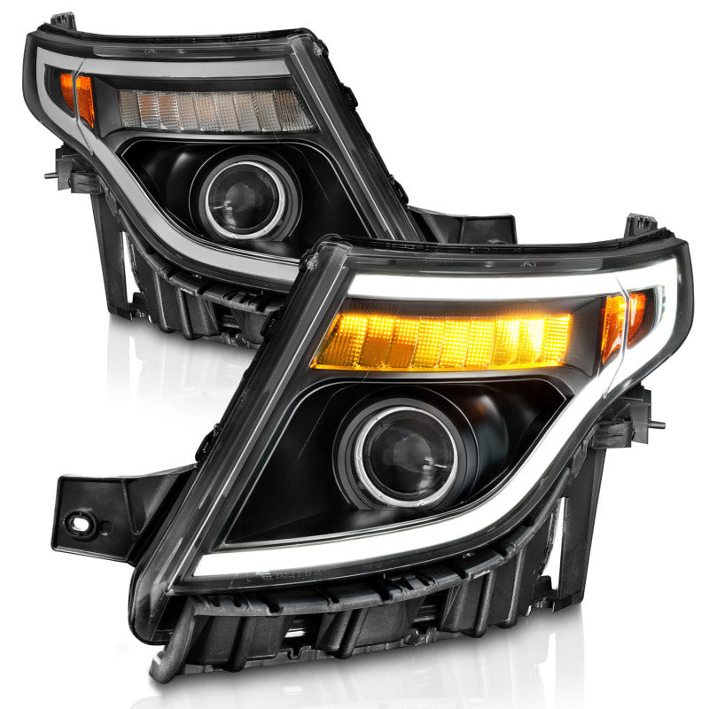 ANZO 11-15 Ford Explorer (w/Factory Halogen HL Only) Projector Headlights w/Light Bar Black Housing-SR1 Performance