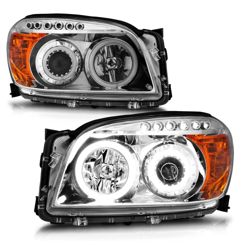 ANZO 2006-2008 Toyota Rav4 Projector Headlights w/ Halo Chrome (CCFL)-SR1 Performance