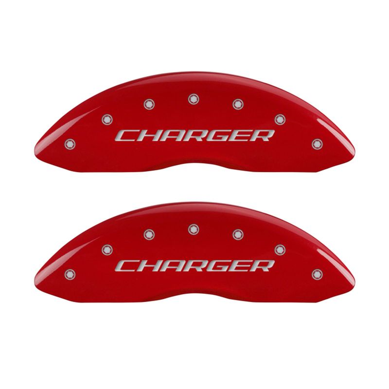 MGP 4 Caliper Covers Engraved Front Charger Engraved Rear RT Red finish silver-SR1 Performance