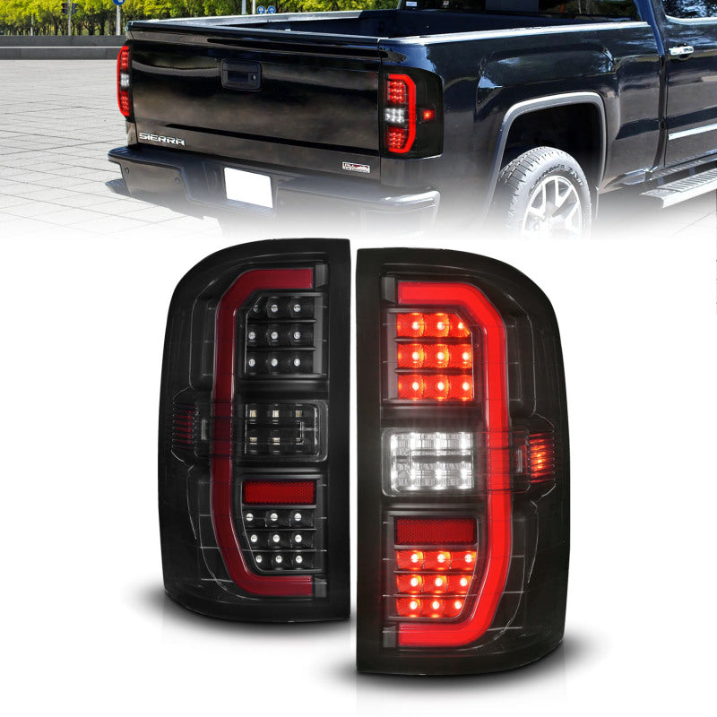 ANZO 14-18 GMC Sierra 1500 Full LED Taillights Black Housing Smoke Lens (w/C Light Bars)-SR1 Performance