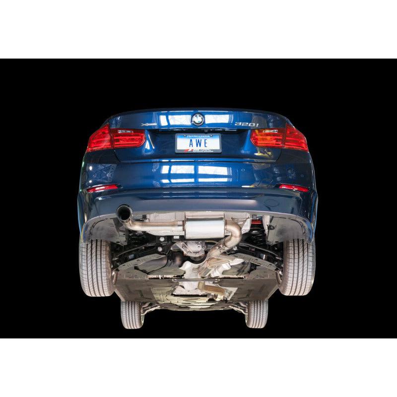 AWE Tuning BMW F30 320i Touring Exhaust & Performance Mid Pipe - Chrome Silver Tip (102mm)-SR1 Performance