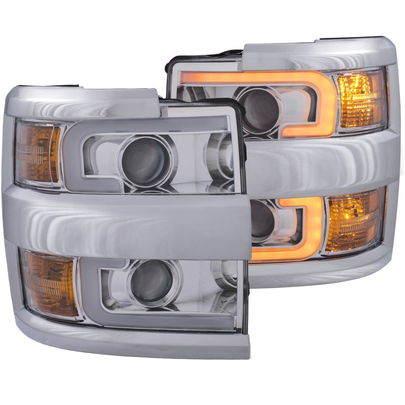ANZO Projector Headlights 15-17 Chevrolet Silverado 2500HD / 3500HD Chrome w/ Chrome Rim-SR1 Performance