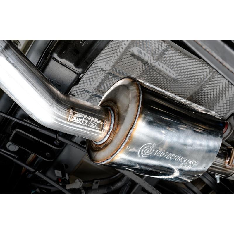 AWE Tuning 20-21 Jeep Gladiator JT 3.6L Tread Edition Cat-Back Single Side Exhaust - Diamond Blk Ti-SR1 Performance