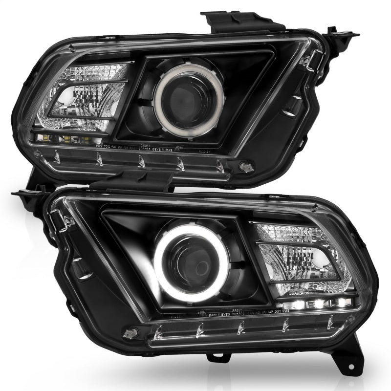 ANZO 2010-2014 Ford Mustang Projector Headlights w/ Halo Black (CCFL)-SR1 Performance