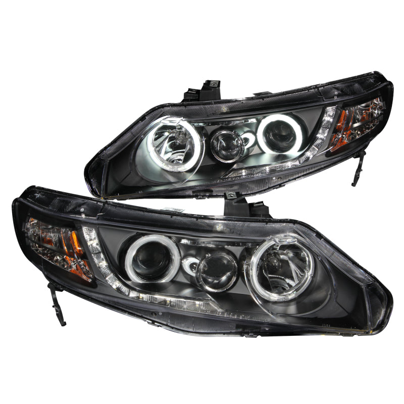 ANZO 2006-2011 Honda Civic Projector Headlights w/ Halo Black (CCFL)-SR1 Performance