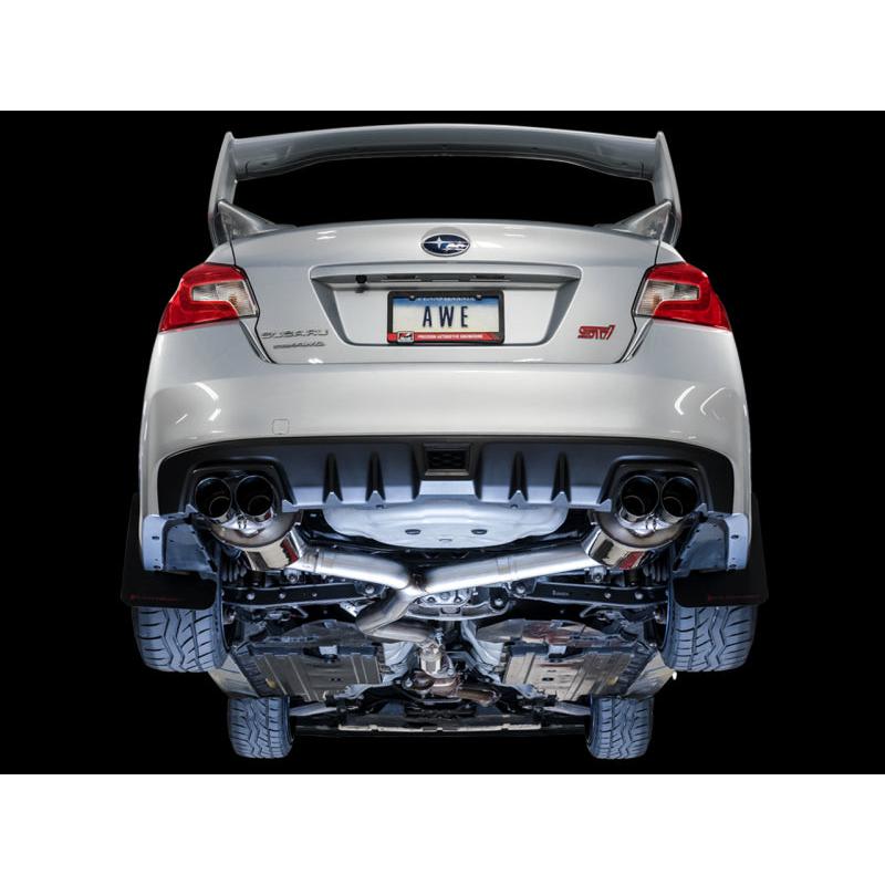 AWE Tuning Subaru STI VA / WRX GV / STI GV Sedan Touring Edition Exhaust - Chrome Silver Tip (102mm)-SR1 Performance
