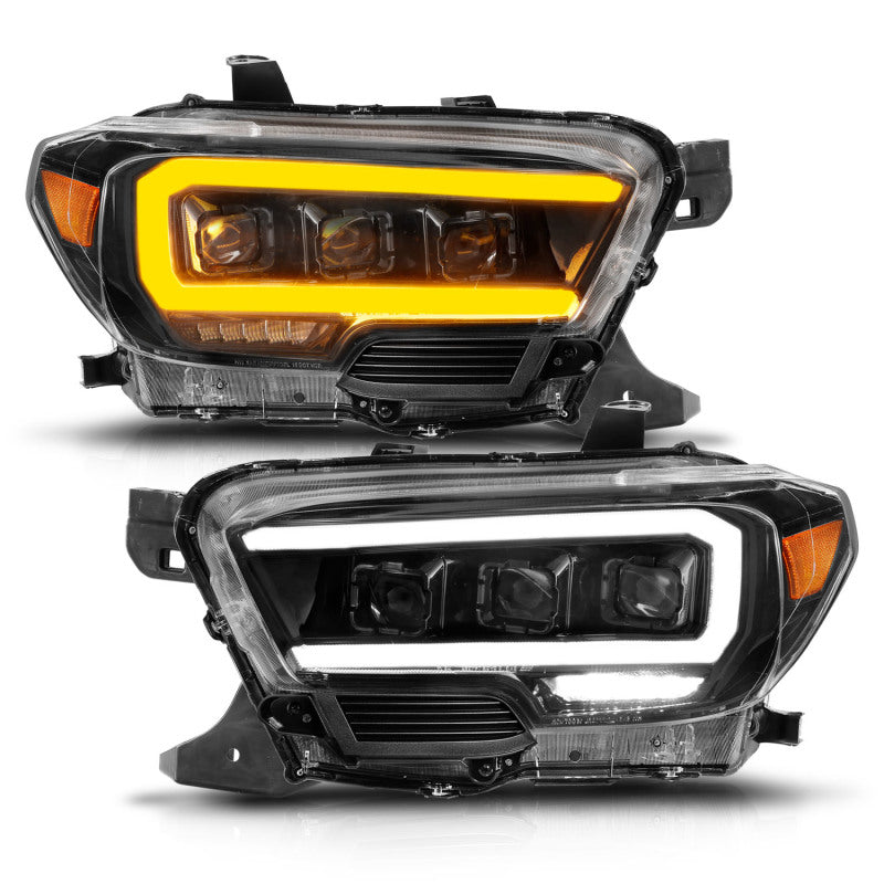 ANZO 16-22 Toyota Tacoma LED Projector Headlights w/ Light Bar Sequential Black Housing w/Initiation-SR1 Performance