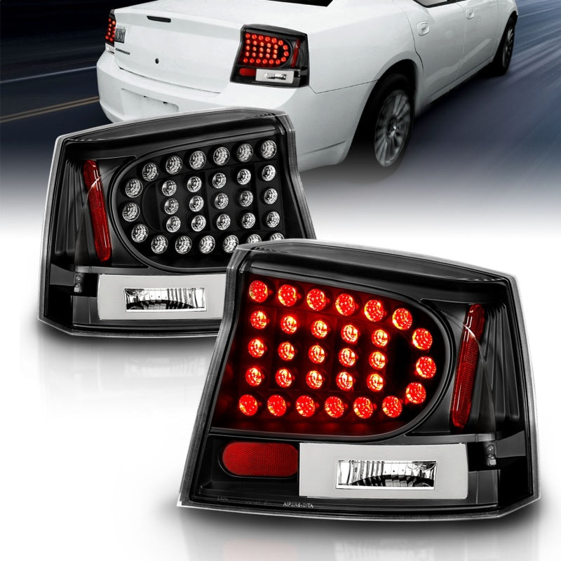 ANZO 2006-2008 Dodge Charger LED Taillights Black-SR1 Performance