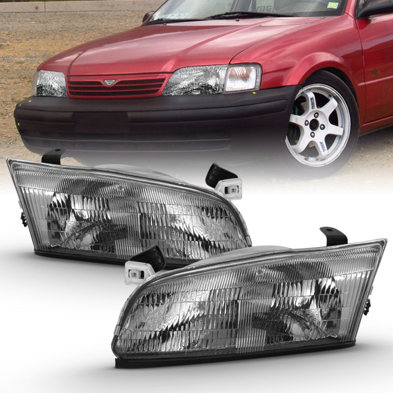 ANZO 1997-1999 Toyota Camry Crystal Headlight Chrome Amber(OE)-SR1 Performance