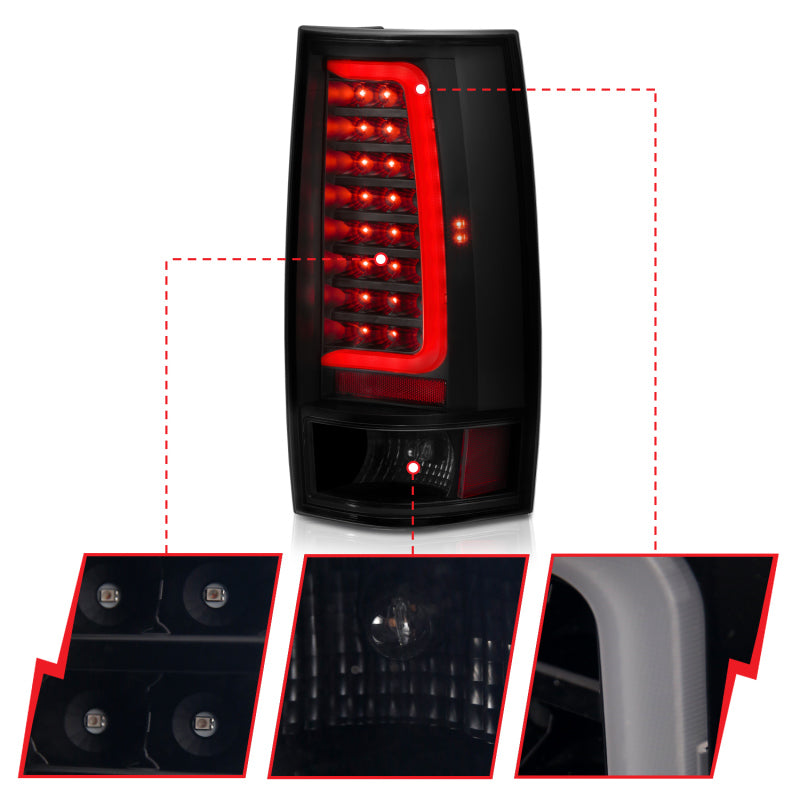 ANZO 2007-2014 Chevy Tahoe LED Taillight Plank Style Black w/Smoke Lens-SR1 Performance