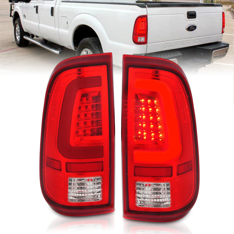 ANZO 2008-2016 Ford F-250 LED Taillights Chrome Housing Red/Clear Lens (Pair)-SR1 Performance