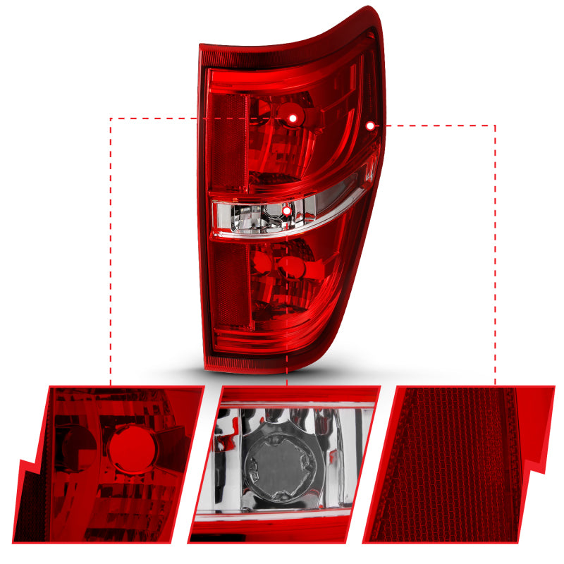 ANZO 2009-2014 Ford F-150 Euro Taillight Red/Clear (W/O Bulb)-SR1 Performance