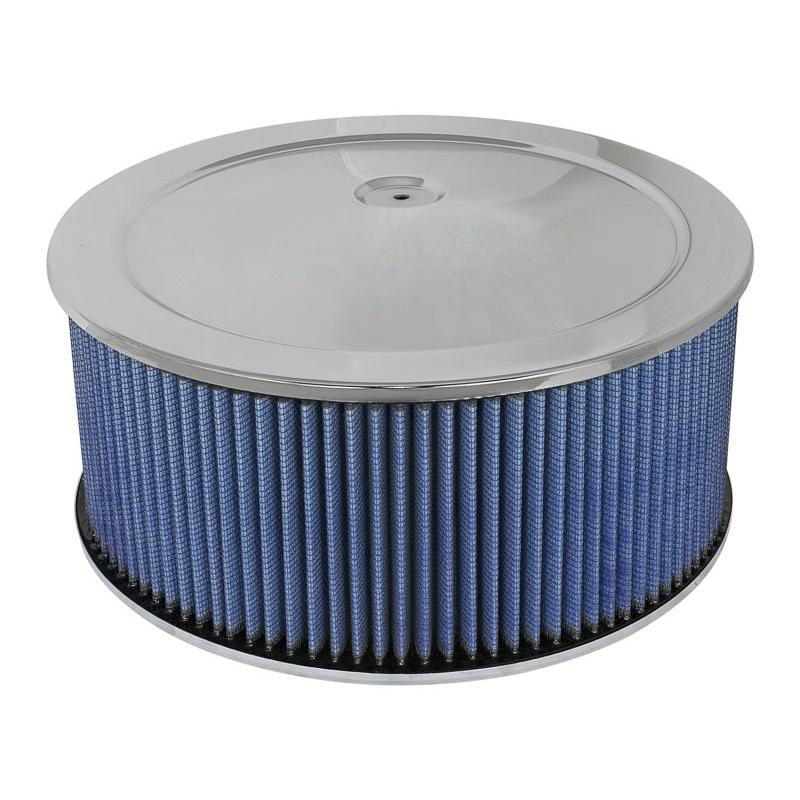 aFe MagnumFLOW Air Filters Round Racing P5R A/F Chrome Assy 14x6: Blk/Blue E/M-SR1 Performance