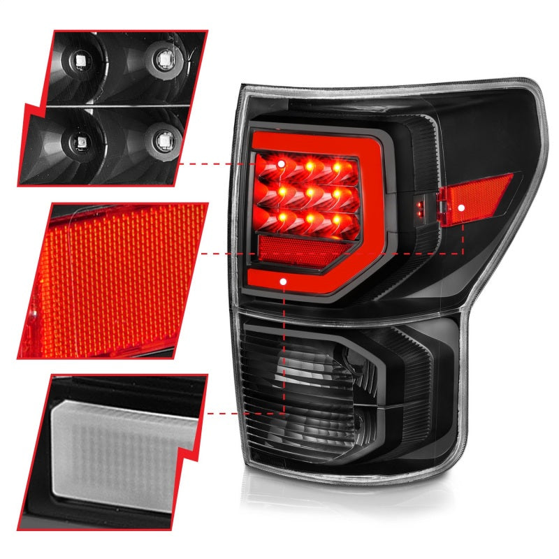 Anzo 07-11 Toyota Tundra Full LED Tailights Black Housing Clear Lens G2 (w/C Light Bars)-SR1 Performance