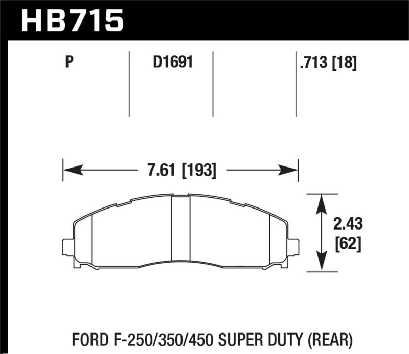 Hawk 2015 Ford F-250/350/450 Super Duty Rear Brake Pads-SR1 Performance
