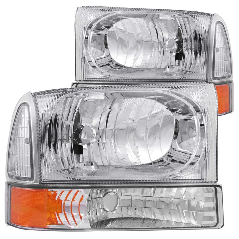 ANZO 2000-2004 Ford Excursion Crystal Headlights Chrome w/ Corner Lights 2pc-SR1 Performance