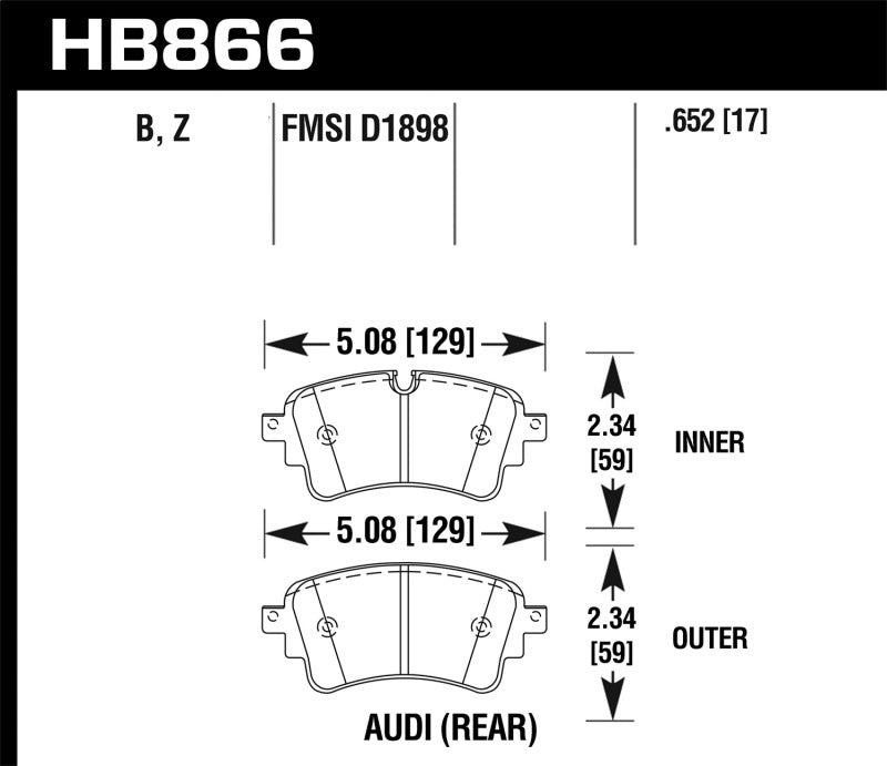 Hawk 17-19 Audi A4 / 18-19 Audi A5 Performance Ceramic Street Rear Brake Pads-SR1 Performance