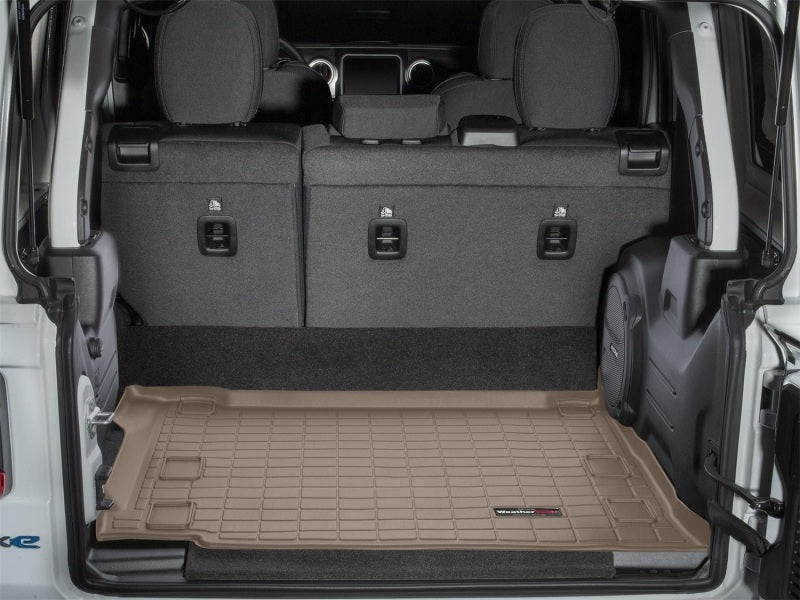 WeatherTech 2021+ Jeep Wrangler 4xe Cargo Liners – Tan, Complete Trunk Protection with Raised Lip and Textured Finish