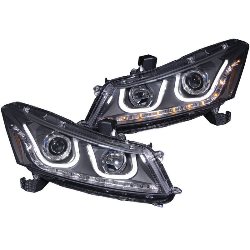 ANZO 2008-2012 Honda Accord Projector Headlights w/ U-Bar Black-SR1 Performance
