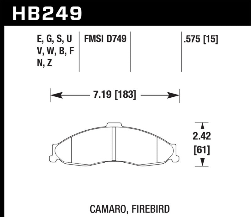 Hawk 1998-2002 Chevrolet Camaro SS 5.7 HPS 5.0 Front Brake Pads-SR1 Performance