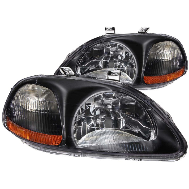 ANZO 1996-1998 Honda Civic Crystal Headlights Black-SR1 Performance