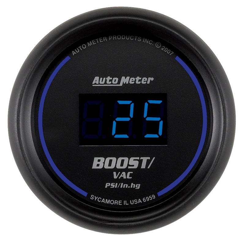 Autometer Cobalt Digital 52.4mm Black Vacuum/Boost Gauge-SR1 Performance