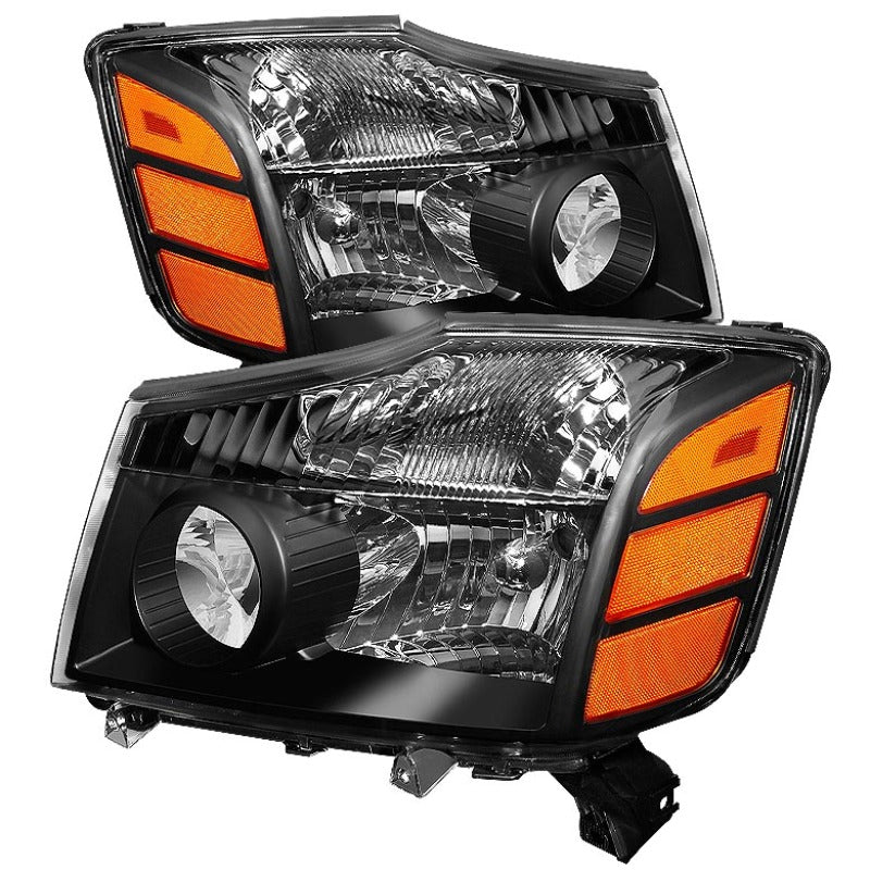 Xtune Nissan Titan 04-14 / Armada 04-07 OEM Amber Head Lights Set Black HD-JH-NTI04-AM-BK-SR1 Performance