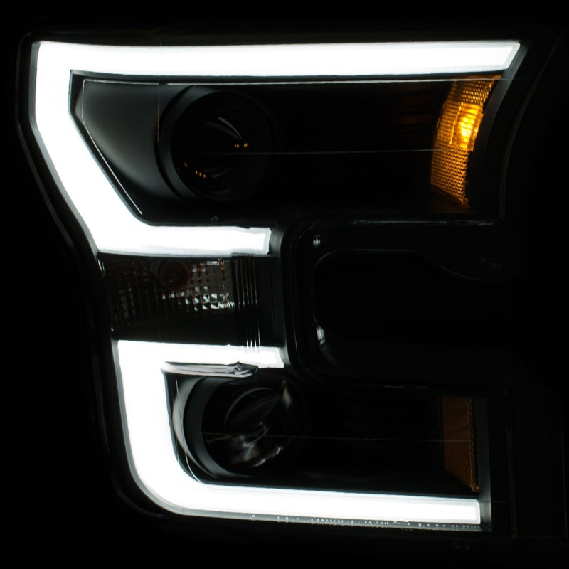 ANZO 2015-2017 Ford F-150 Projector Headlights w/ Plank Style Switchback Black w/ Amber-SR1 Performance