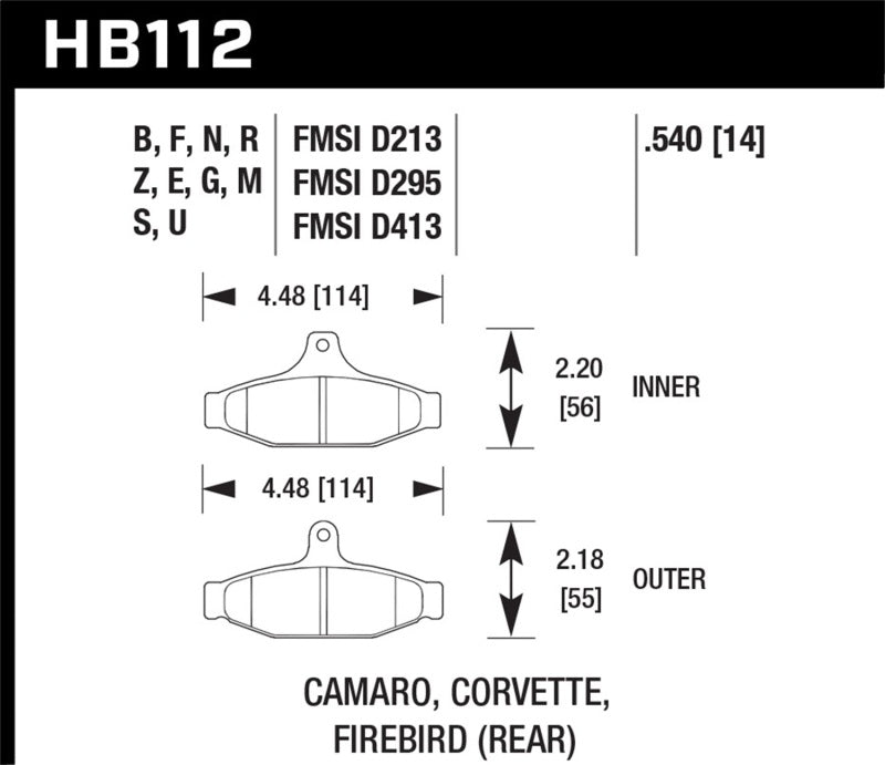 Hawk 84-96 Corvette /88.5-97 Pontiac Firebird HPS Street Rear Brake Pad-SR1 Performance