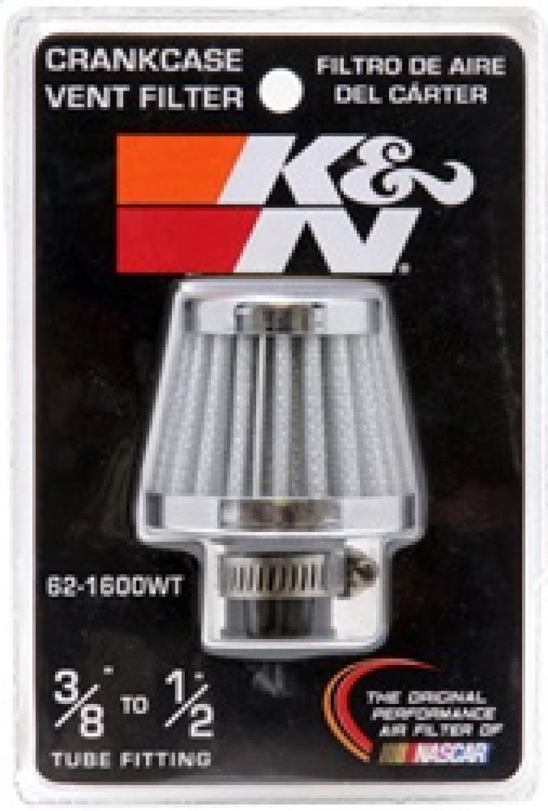 K&N 2in Base OD x .375in Flange ID x 1.75in H Rubber Base Crankcase Vent Filter - White-SR1 Performance