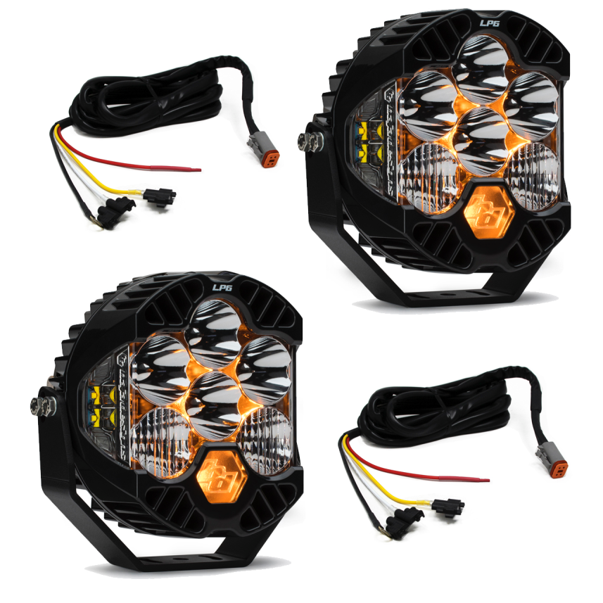 Baja Designs Jeep JL/JT Rubicon Steel Bumper LED Light Kit LP6 w/Upfitter-SR1 Performance