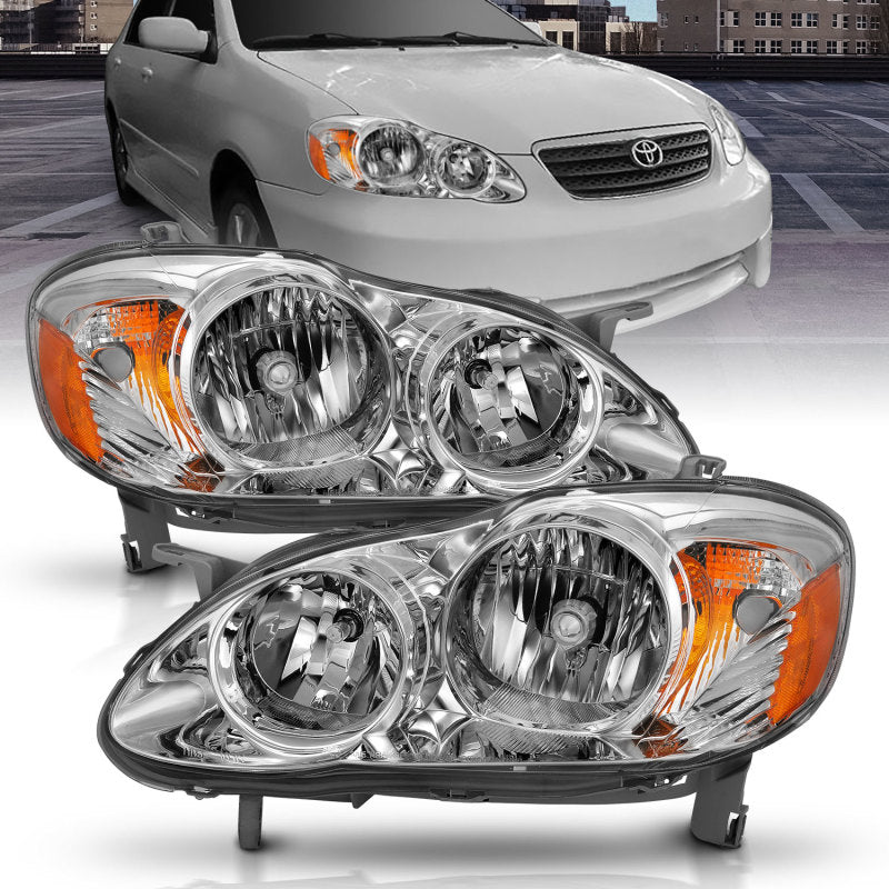 ANZO 2005-2008 Toyota Corolla Crystal Headlight Chrome Amber-SR1 Performance