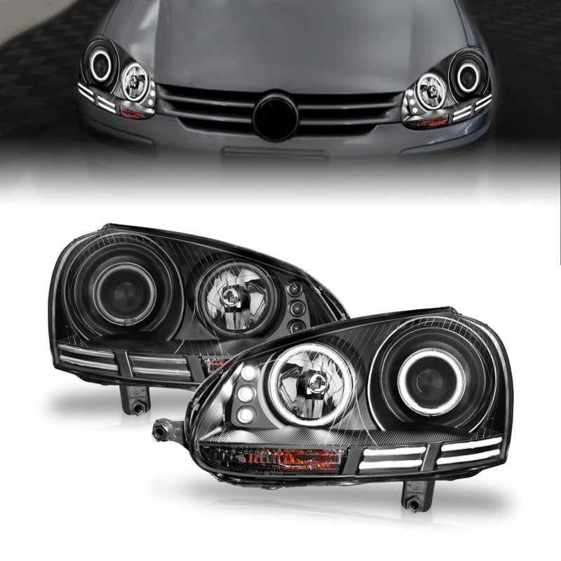 ANZO 2006-2009 Volkswagen Rabbit Projector Headlights w/ Halo Black (CCFL)-SR1 Performance
