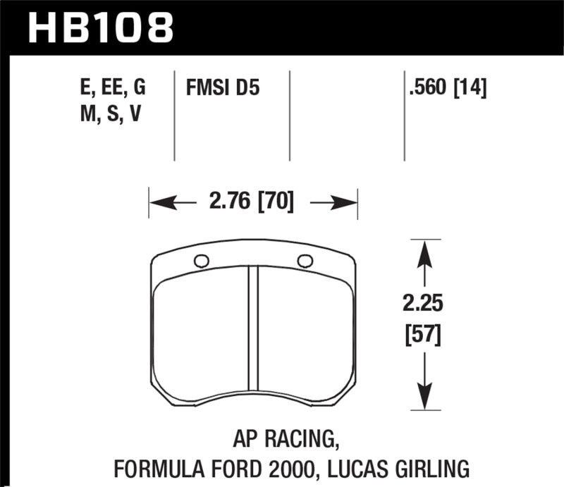 Hawk AP Racing 14mm Blue 9012 Race Brake Pads-SR1 Performance