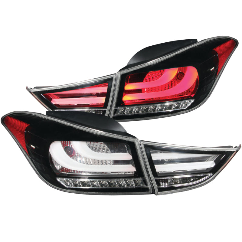 ANZO 2011-2013 Hyundai Elantra LED Taillights Black 4pc-SR1 Performance