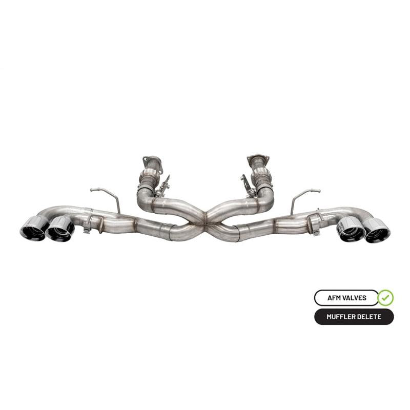 Corsa 20-24 Corvette C8 3in Xtreme Cat-Back Exhaust 4.5in Pol Quad Tips - Integrates stock AFM Valve-SR1 Performance