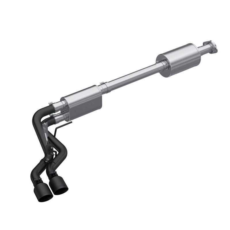 MBRP 2021+ Ford F150 Black Coated Dual Pre-Axle (Street Profile) 2.5in OD Tips 3in Cat Back Exhaust-SR1 Performance