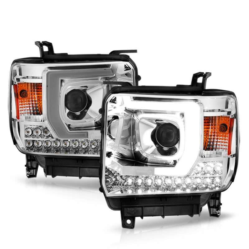 ANZO 14-15 GMC Sierra 1500/2500HD/3500HD Plank Style Projector Headlight - Chrome Housing-SR1 Performance
