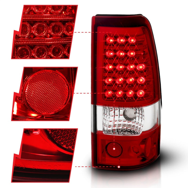 ANZO 2003-2006 Chevrolet Silverado 1500 LED Taillights Red/Clear-SR1 Performance