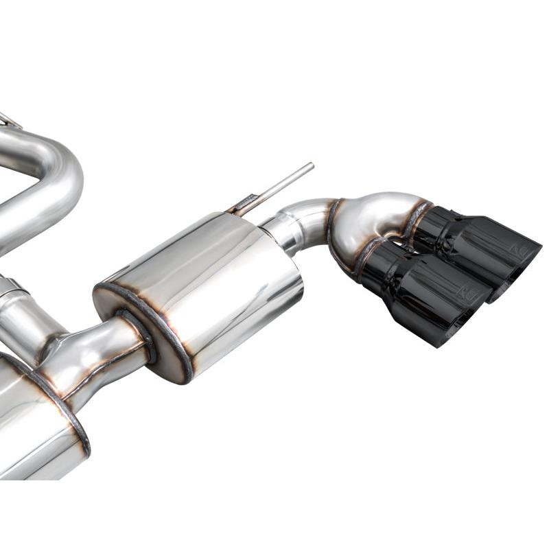AWE MK8 Volkswagen Golf R 3in Touring Edition Quad Exhaust - Diamond Black Tips-SR1 Performance